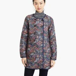 J.Crew x Liberty S Reversible Quilted Puffer Jacket Coat Navy Floral Print